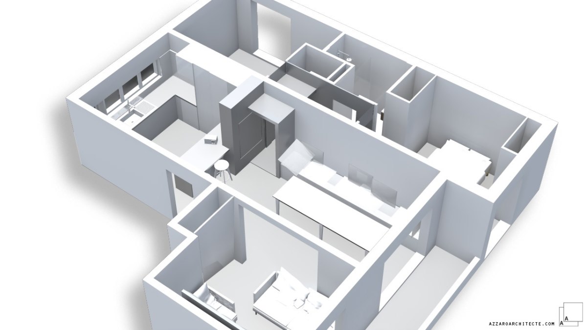 renovation-reamenagement-appartement-marseille-maquette-architecte-jeremy-azzaro-architecte-archik